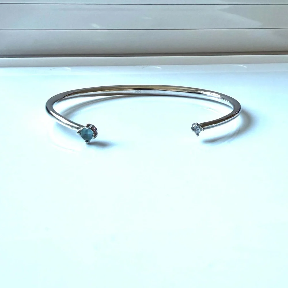 Melinda Maria Silver Open Bracelet with Blue & Clear Stones - Picture 2 of 3